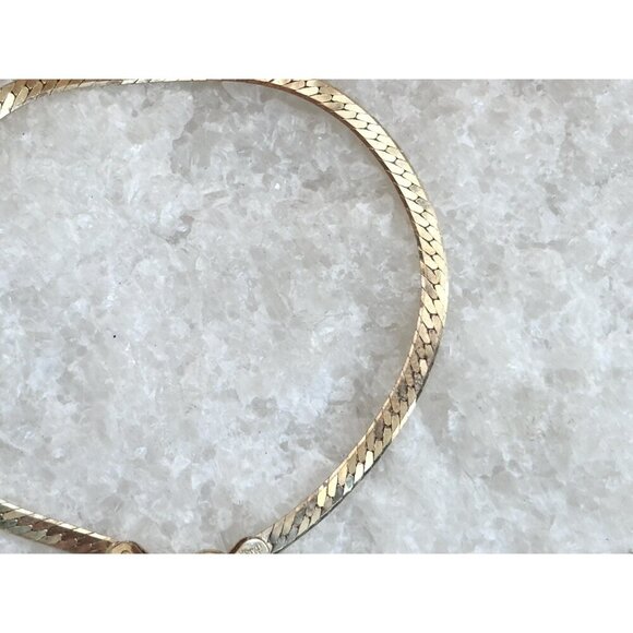 Italian Made Herringbone 925 Sterling Silver Vintage Lobster Enclosure Bracelet - Picture 2 of 8